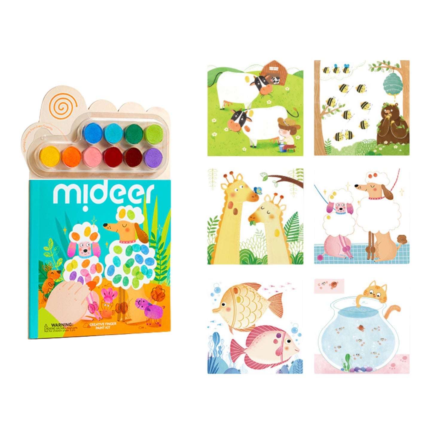 Mideer Creative Finger Paint Kit Notebook - Animal Party by Toytinkr