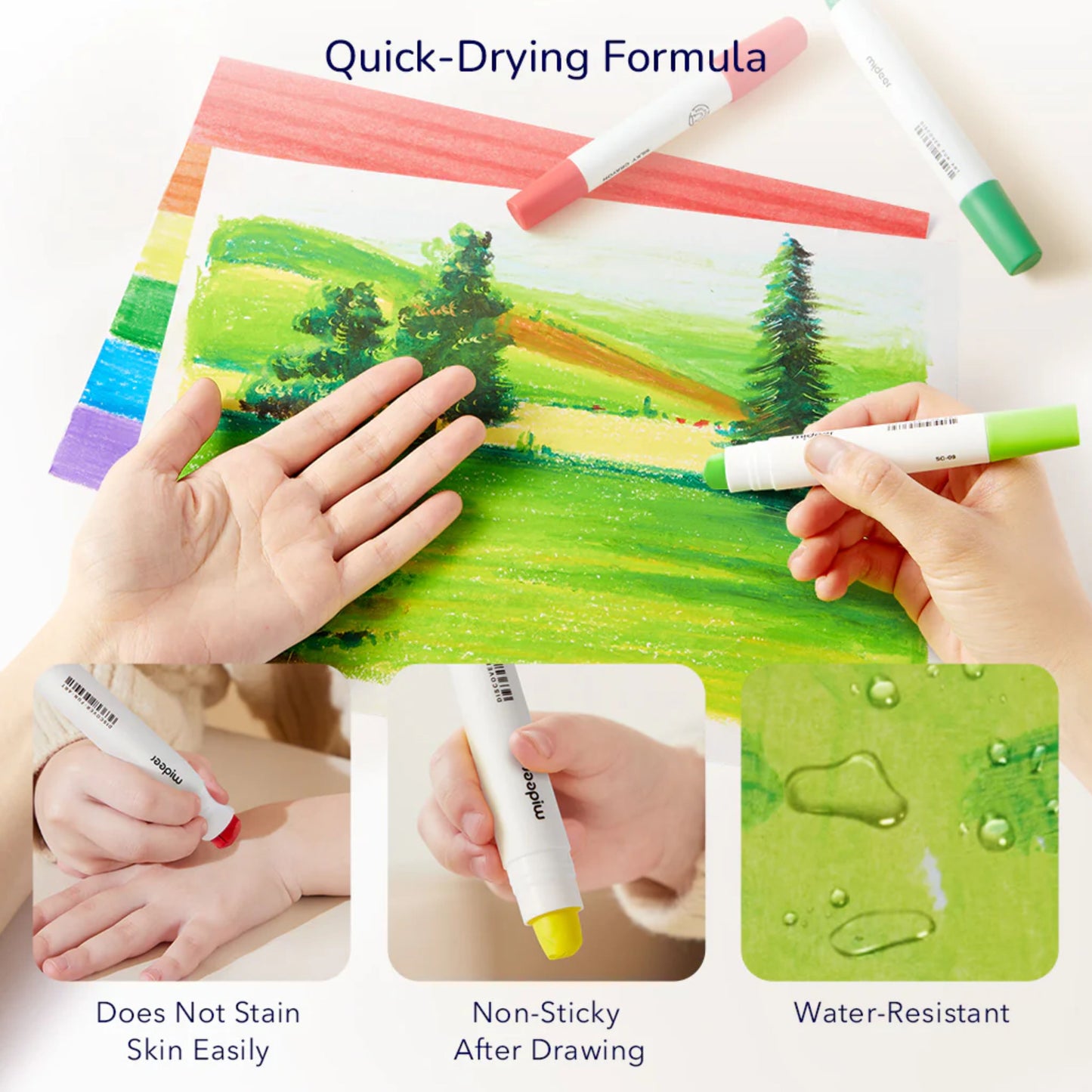 Mideer Washable Refillable Silky Crayons - 12 Color Refill Pack by Toytinkr