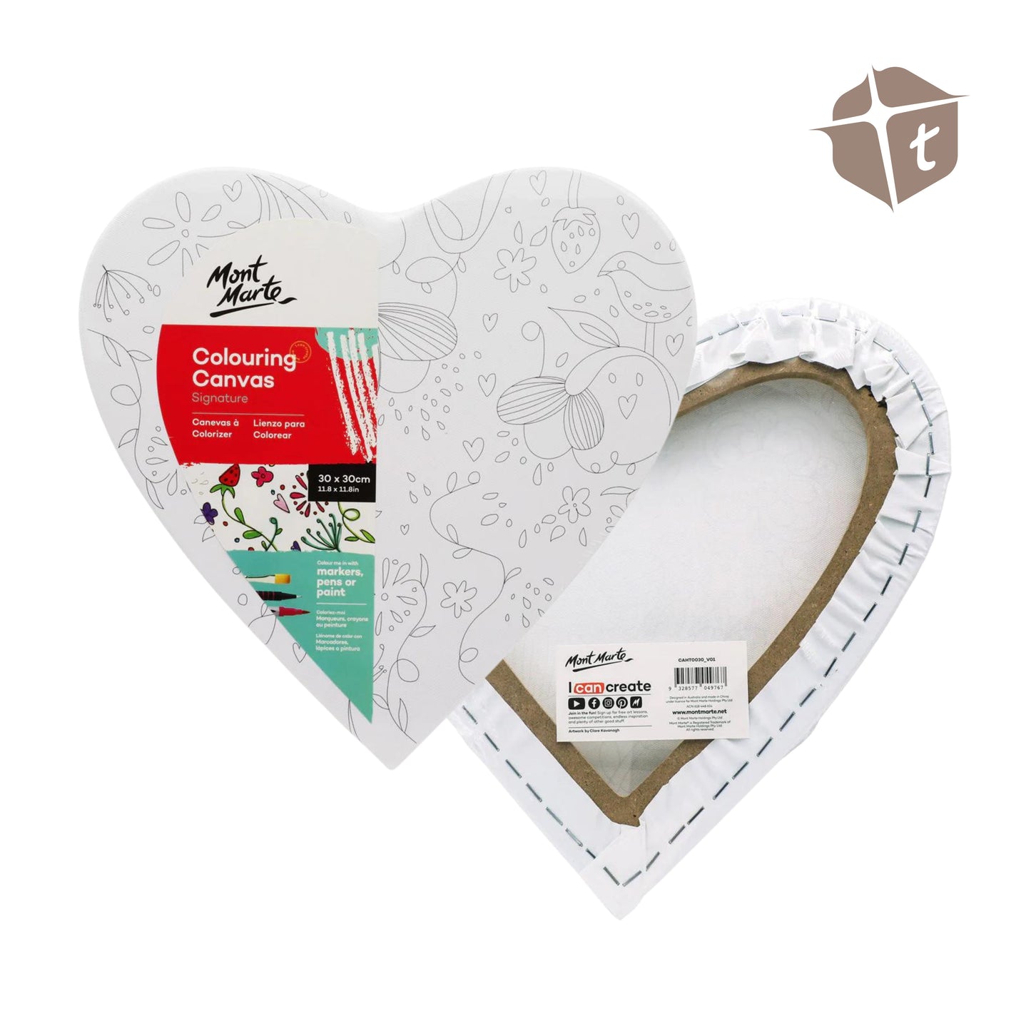 Mont Marte Heart-shaped Colouring Canvas by Toytinkr