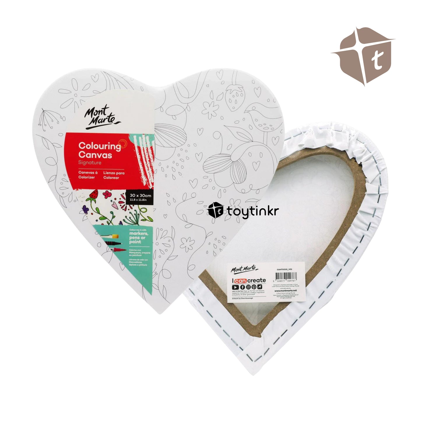 Mont Marte Heart-shaped Colouring Canvas by Toytinkr