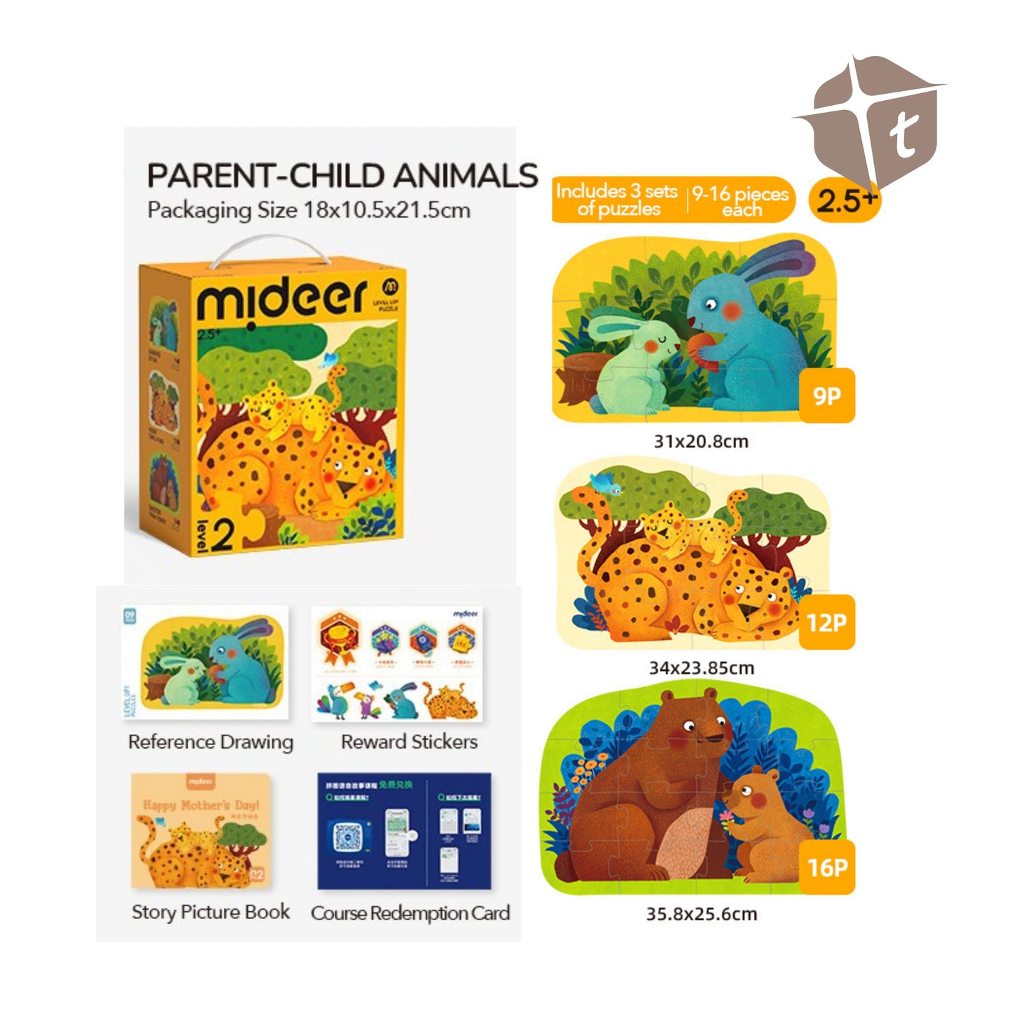 Mideer Advanced Puzzle - Level 2 Kiss my Baby by Toytinkr