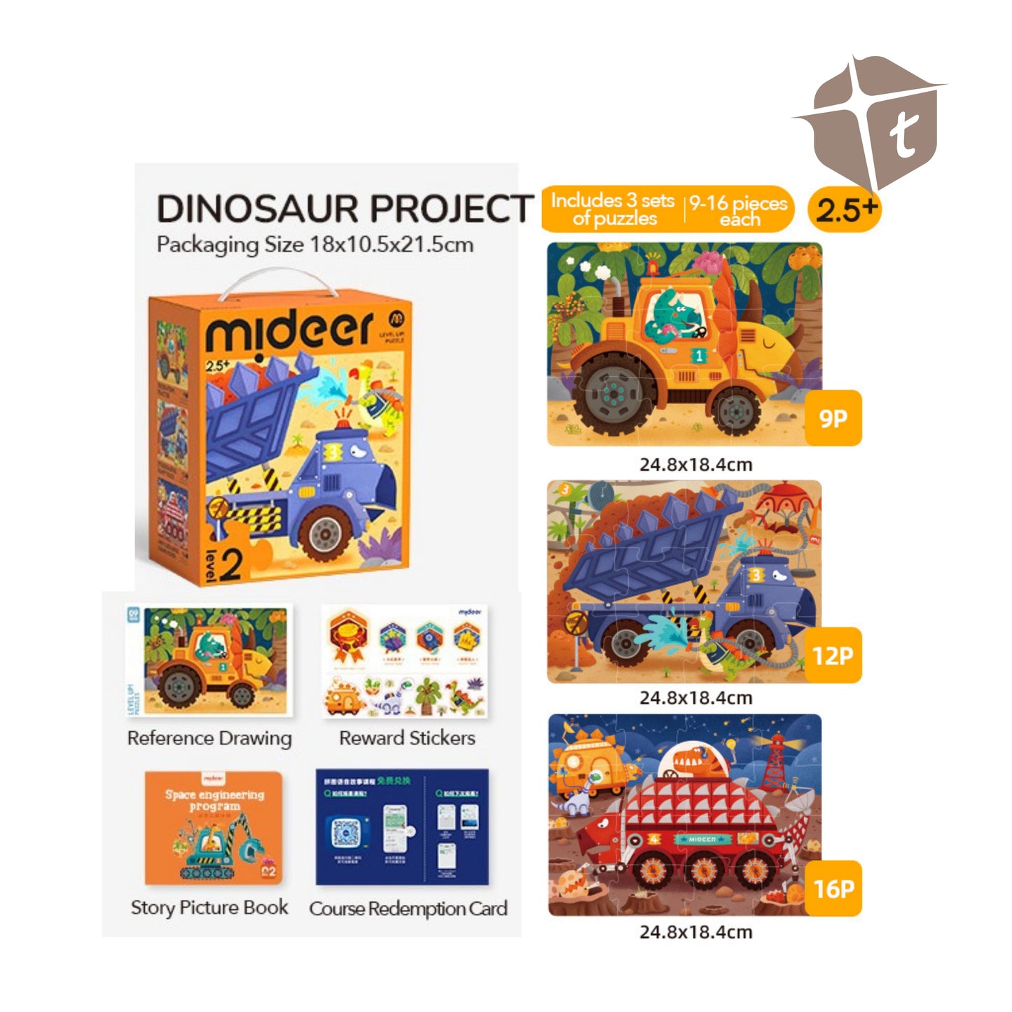 Mideer Advanced Puzzle - Level 2 Dino Engineer by Toytinkr