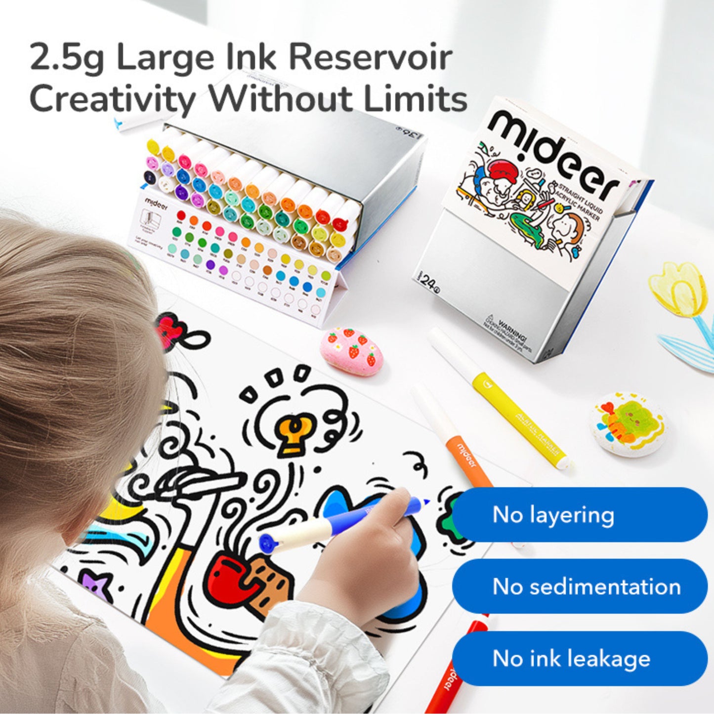 Mideer Straight Liquid Acrylic Markers - 24 Colors by Toytinkr