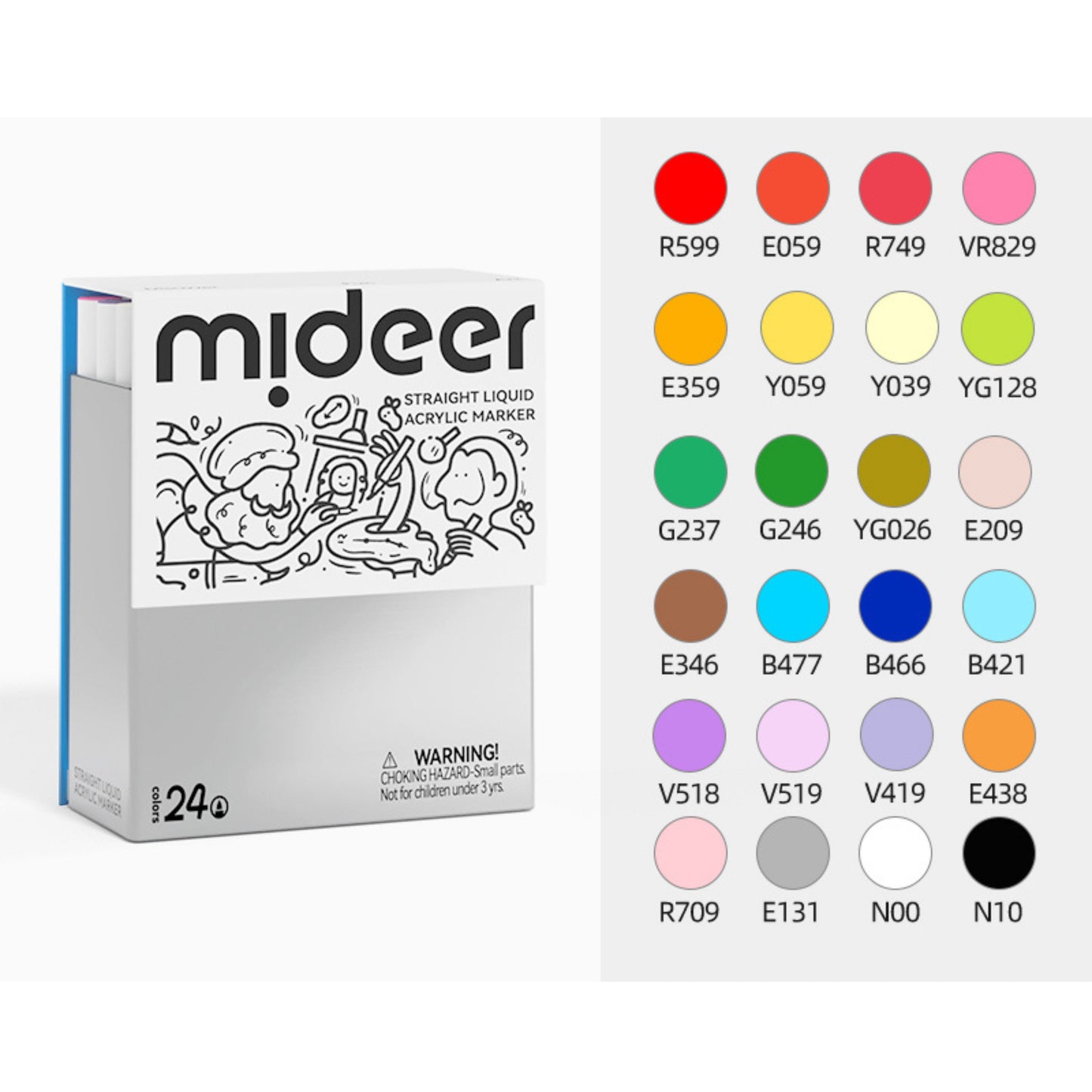 Mideer Straight Liquid Acrylic Markers - 24 Colors by Toytinkr