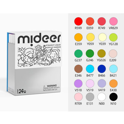 Mideer Straight Liquid Acrylic Markers - 24 Colors by Toytinkr