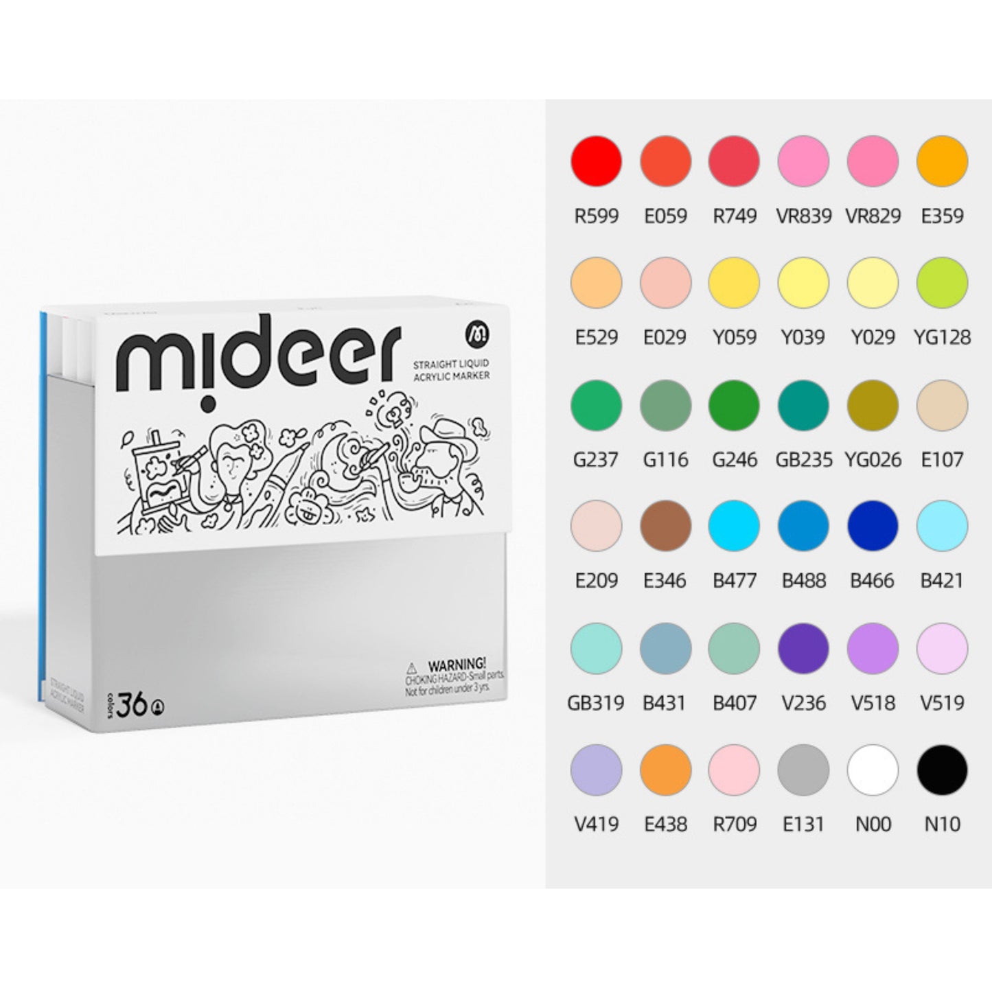 Mideer Straight Liquid Acrylic Markers - 36 Colors by Toytinkr