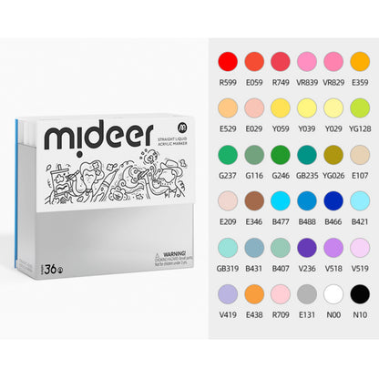 Mideer Straight Liquid Acrylic Markers - 36 Colors by Toytinkr
