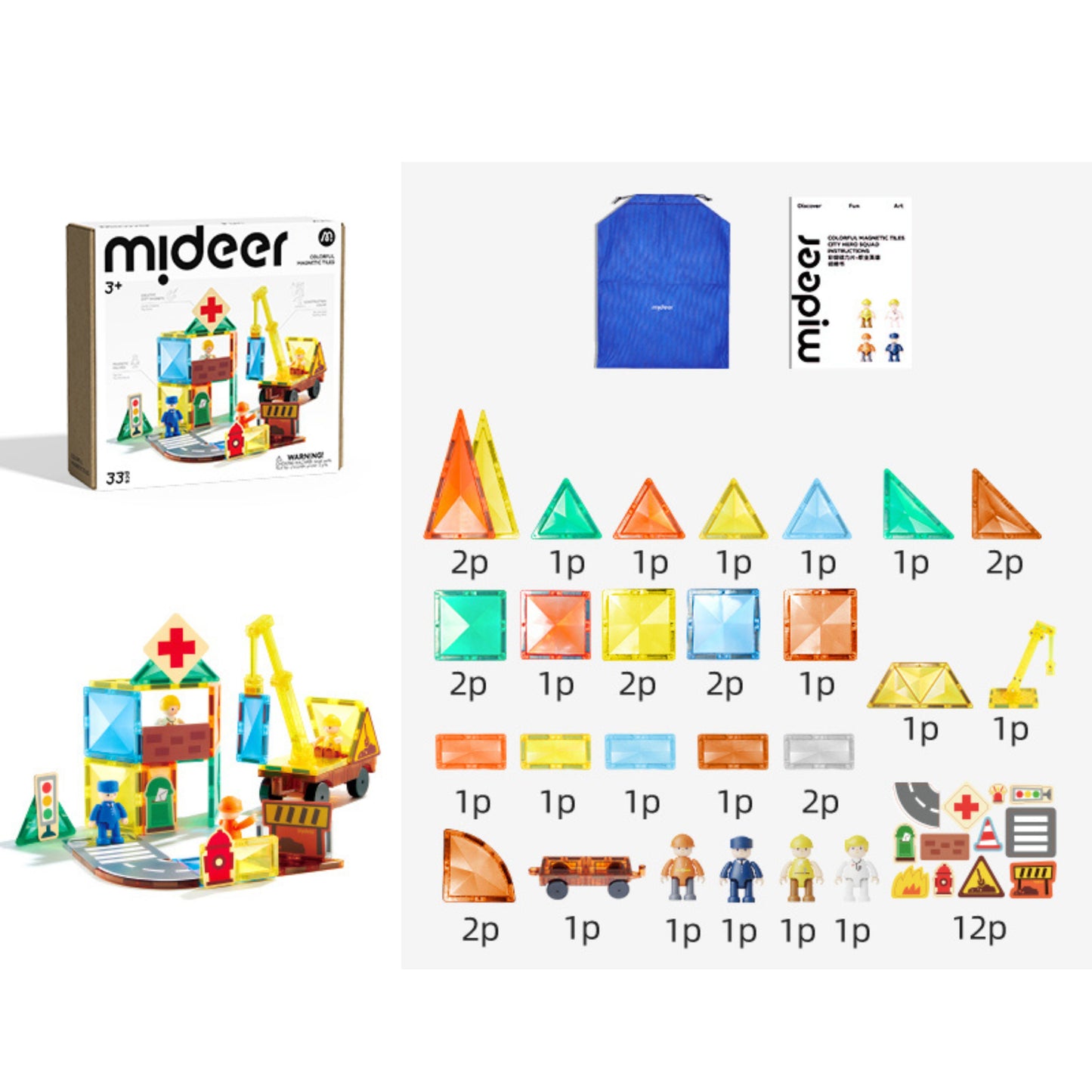 Mideer Colorful Magnetic Tiles - Hero Squad by Toytinkr