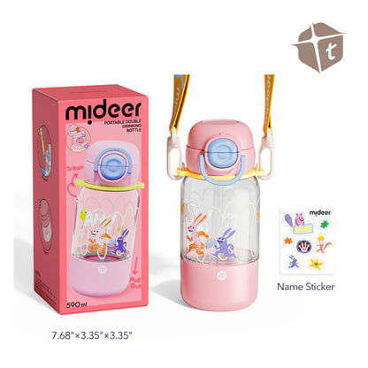 Mideer Personalized Portable Double Drinking Bottle - Pink by Toytinkr