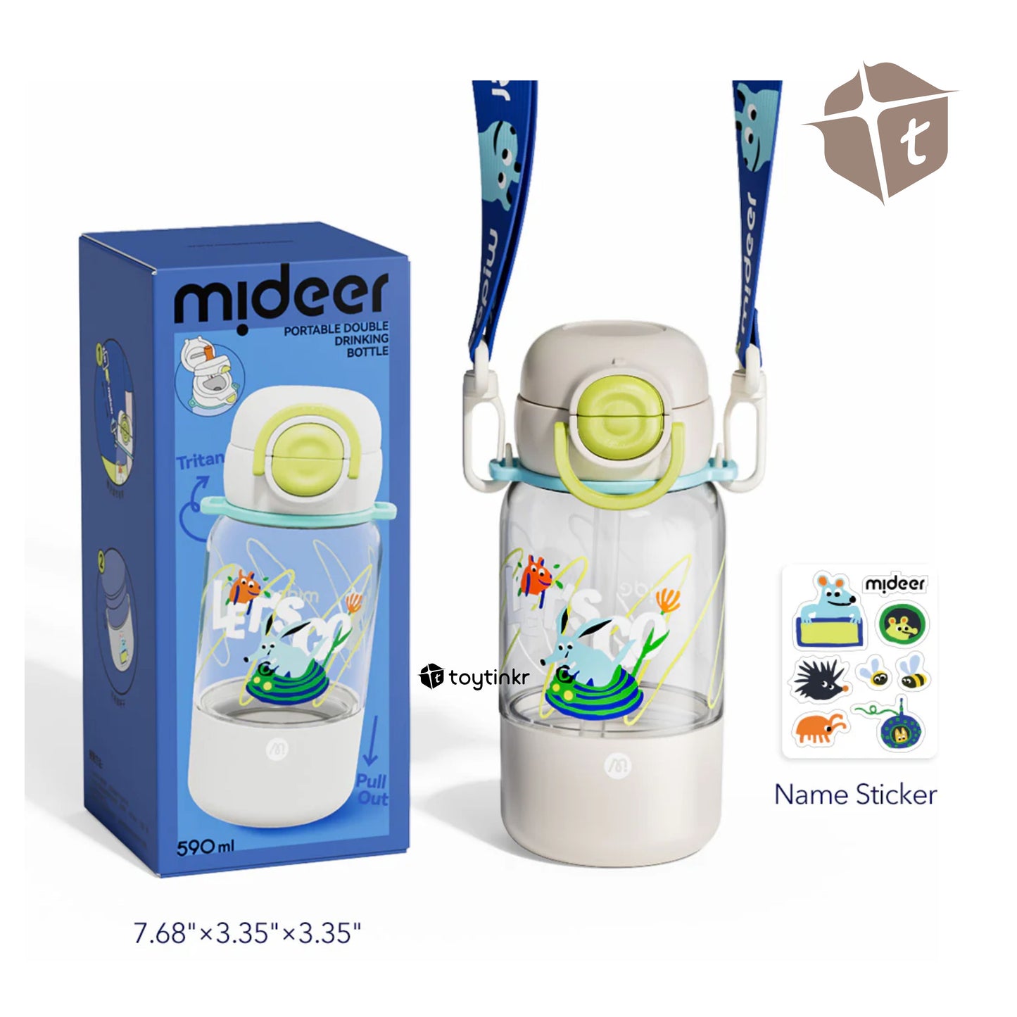 Mideer Personalized Portable Double Drinking Bottle - Gray by Toytinkr