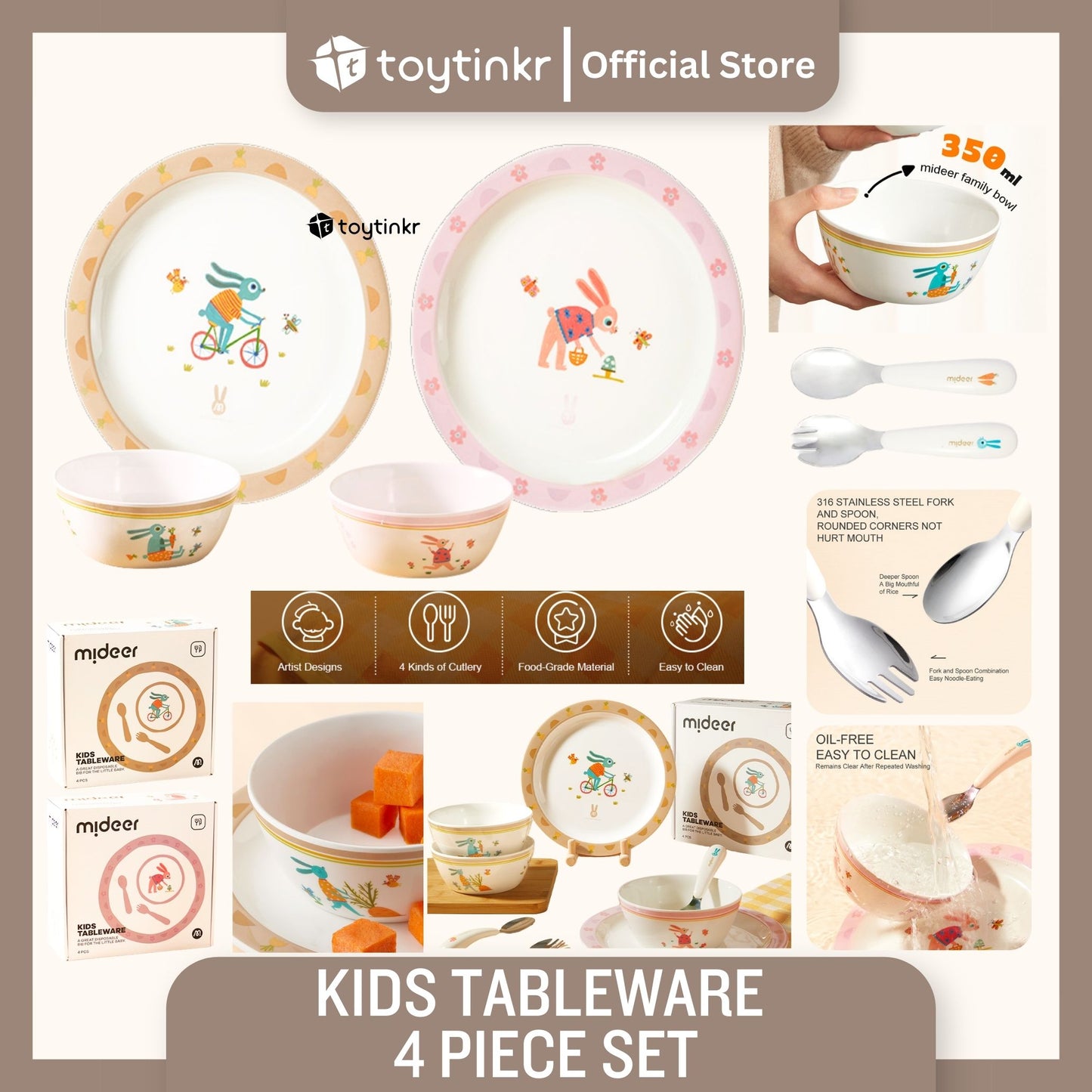 Mideer Kids Tableware 4 Piece Set by Toytinkr