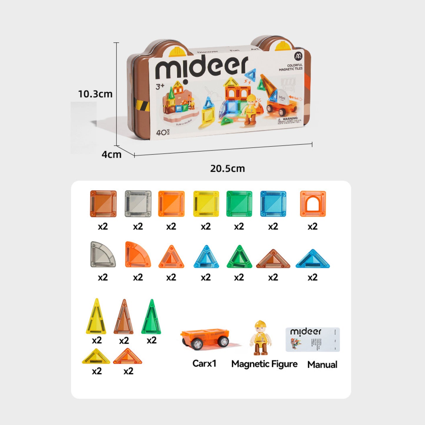 Mideer Mini Magnetic Tiles - 40pcs by Toytinkr