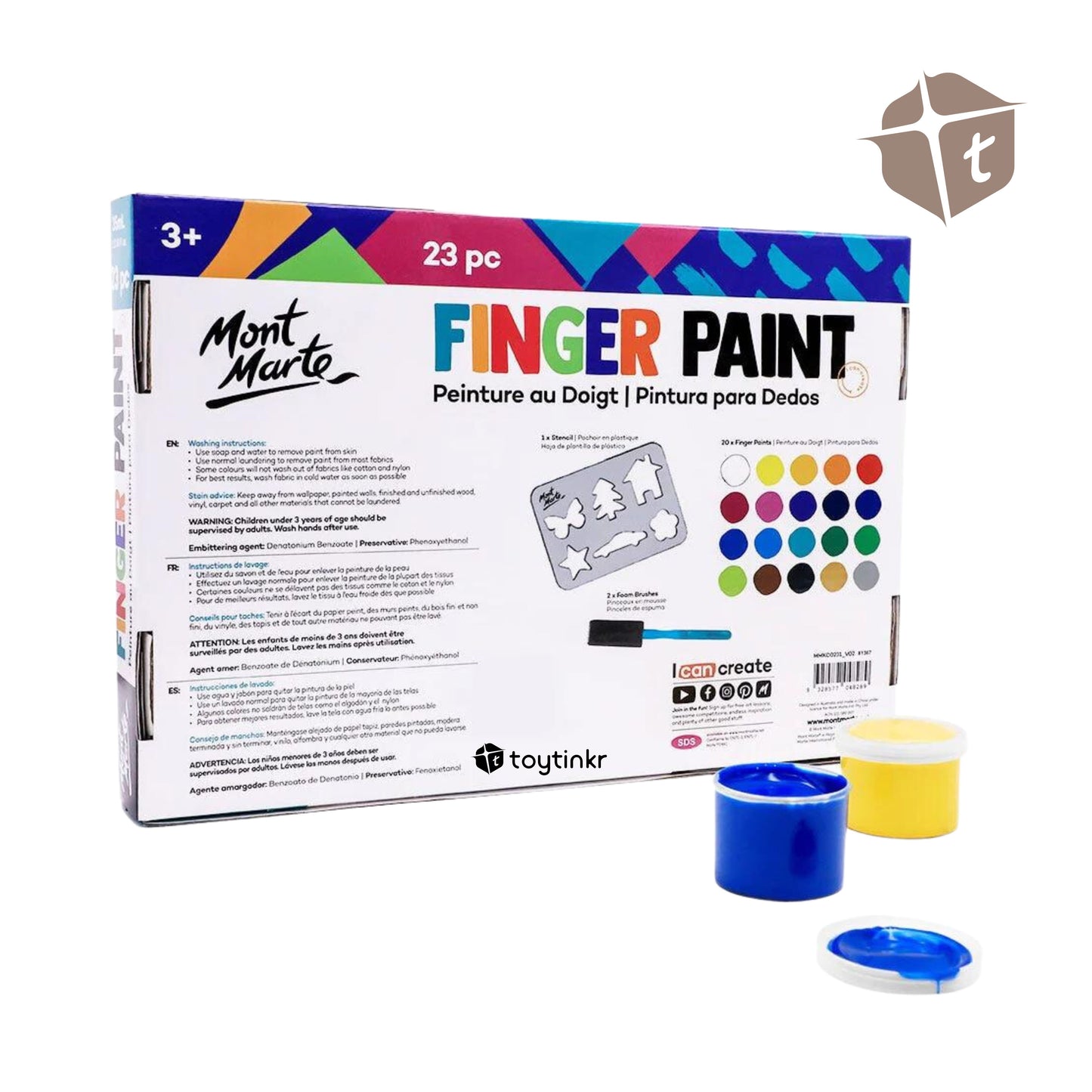 Mont Marte Finger Paint Set 23pc By Toytinkr