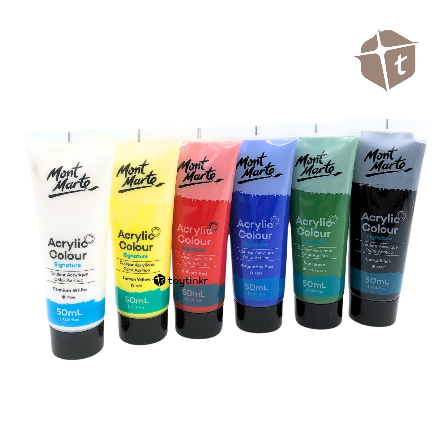 Mont Marte Acrylic Paints - 6 Colors Primary Set (50ml) by Toytinkr