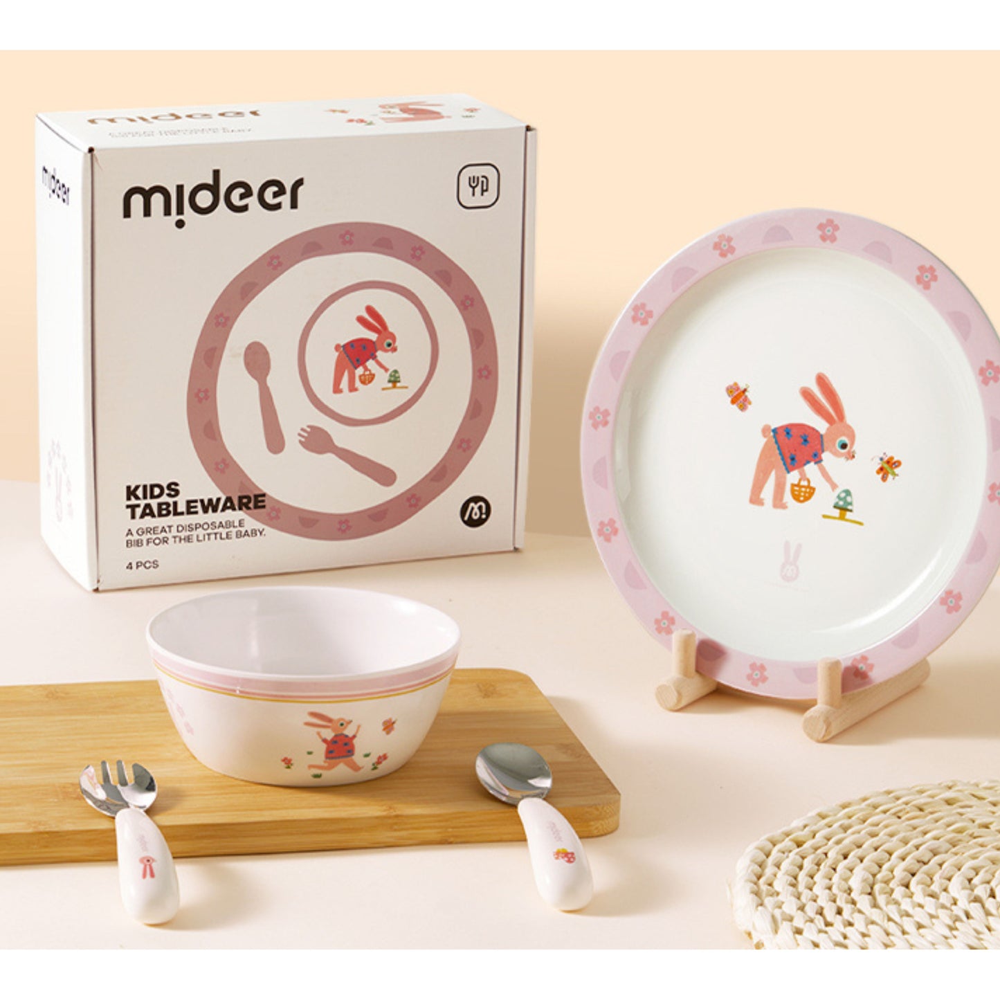 Mideer Kids Tableware 4 Piece Set - Pink by Toytinkr