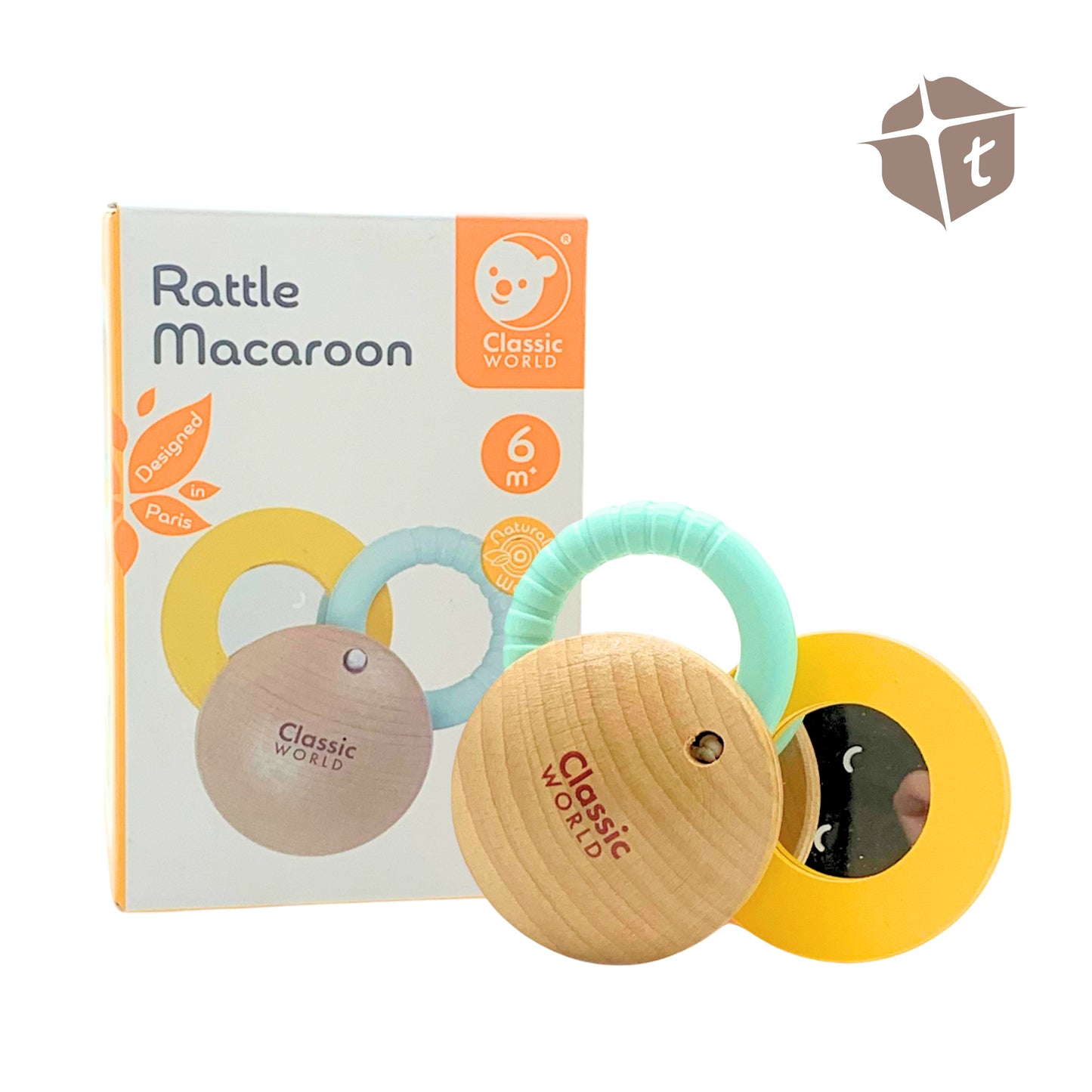 CW Wooden Baby Rattle - Macaroon Rattle by Toytinkr