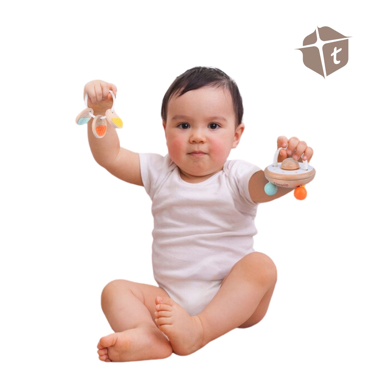 CW Wooden Baby Rattle - Macaroon Rattle by Toytinkr
