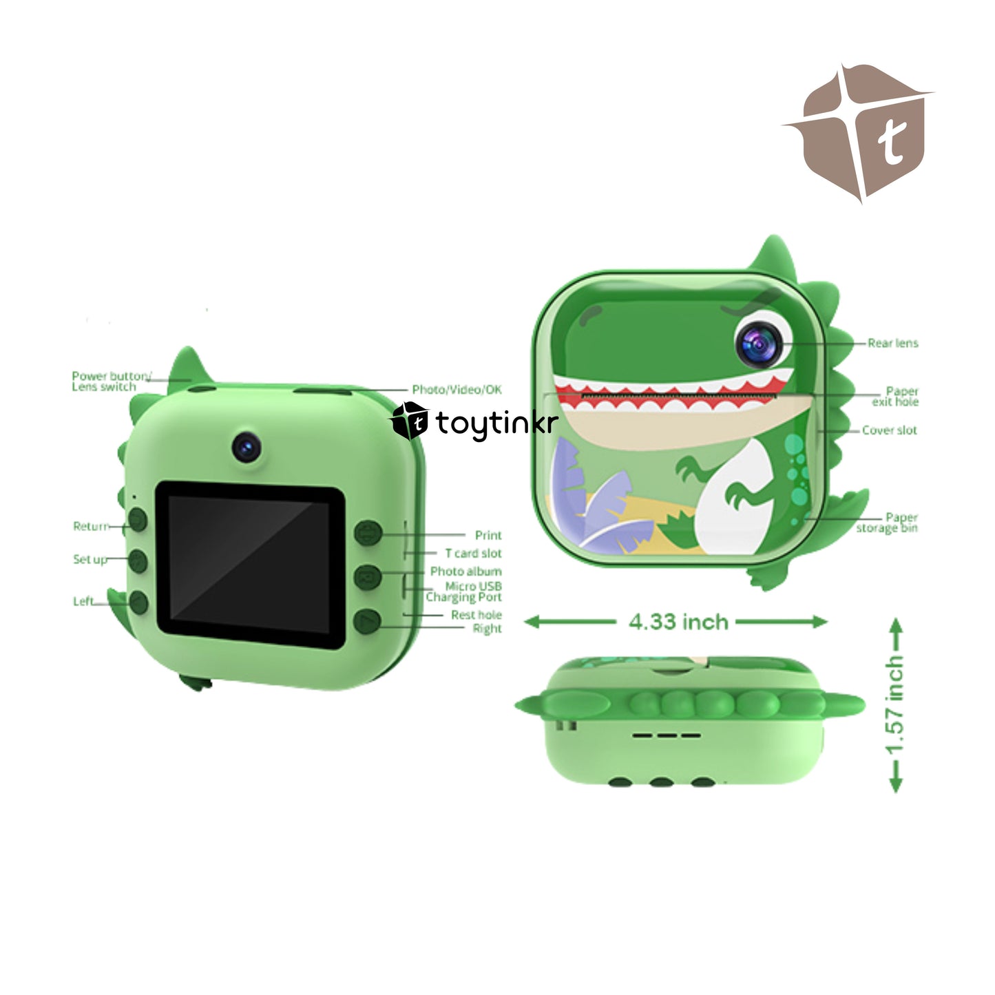 Printing Camera - Green Dino by Toytinkr