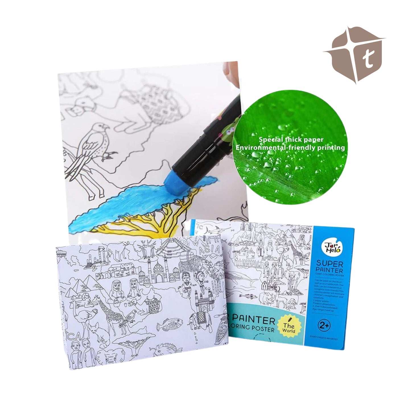 Jar Melo Giant Coloring Poster - The World by Toytinkr