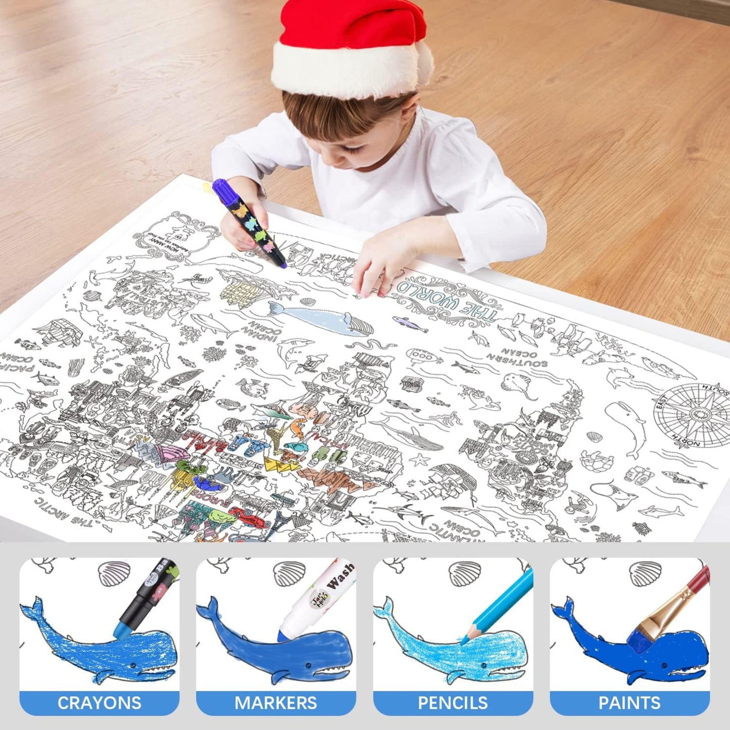 Jar Melo Giant Coloring Poster - The World by Toytinkr