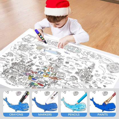 Jar Melo Giant Coloring Poster - The World by Toytinkr