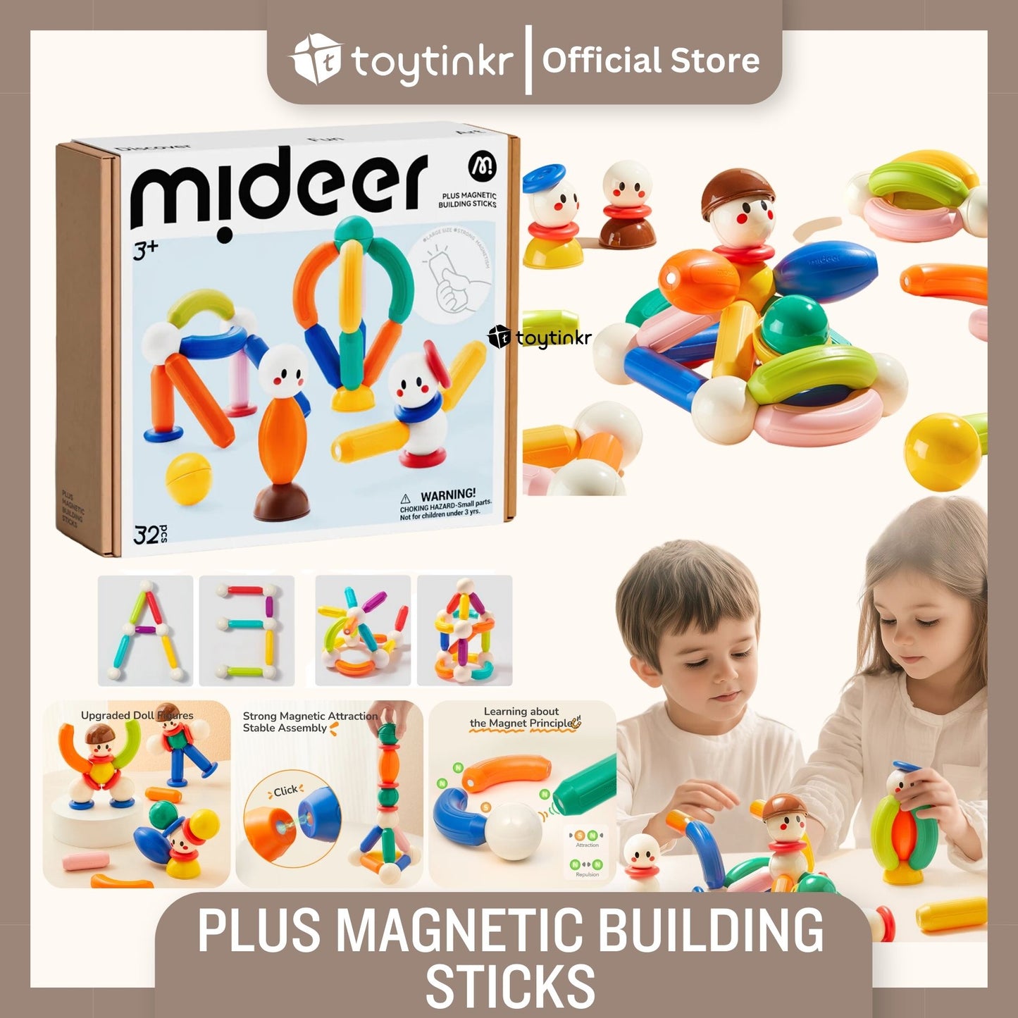 Mideer Plus Building Magnetic Sticks by Toytinkr