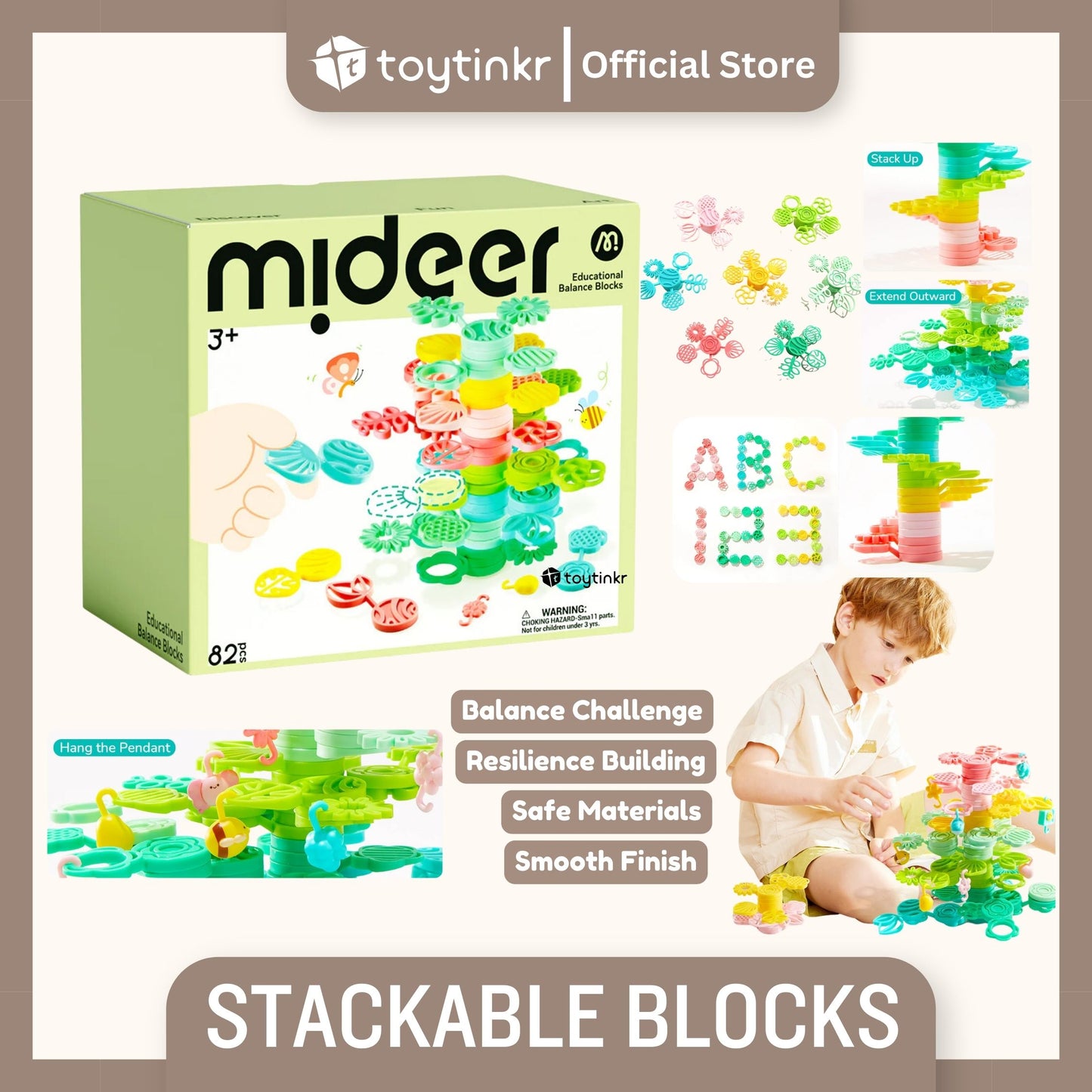 Mideer Stackable Blocks - Wisdom Tree by Toytinkr
