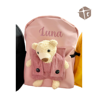 Personalized Kids Bear Bag Backpacks- (ALL CAPS WHITE FONT ONLY) by Toytinkr