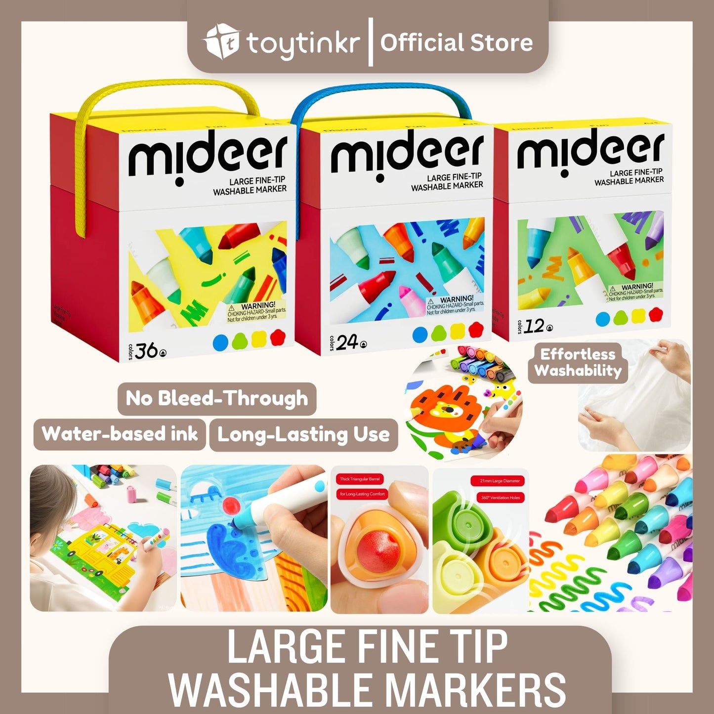 Mideer Large Fine Tip Washable Markers by Toytinkr
