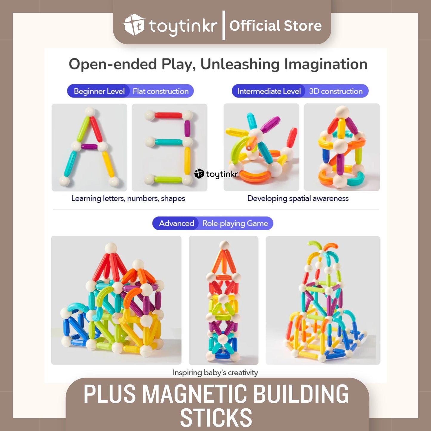Mideer Plus Building Magnetic Sticks by Toytinkr