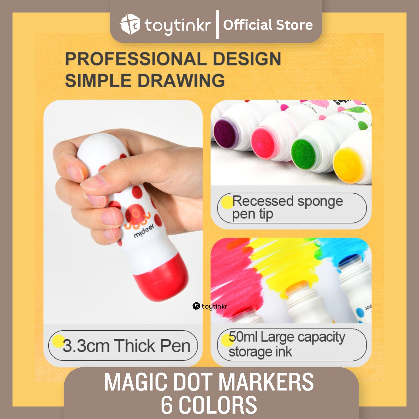 Mideer Magic Dot Markers 6 Colors by Toytinkr