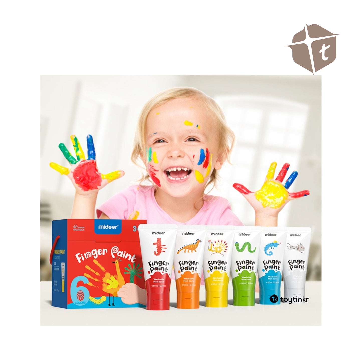 Mideer Finger Paint Washable - 6 Colors (60ml) by Toytinkr