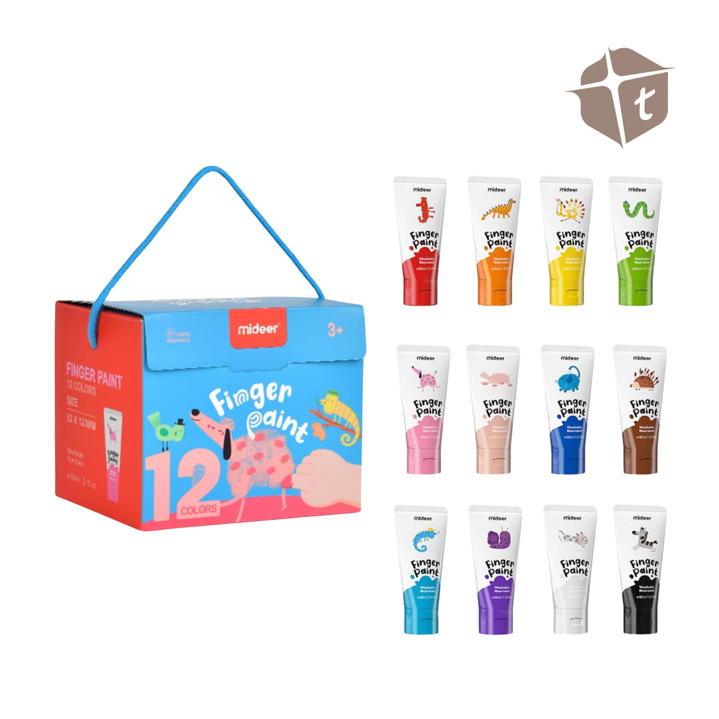 Mideer Finger Paint Washable - 12 Colors (60ml) by Toytinkr
