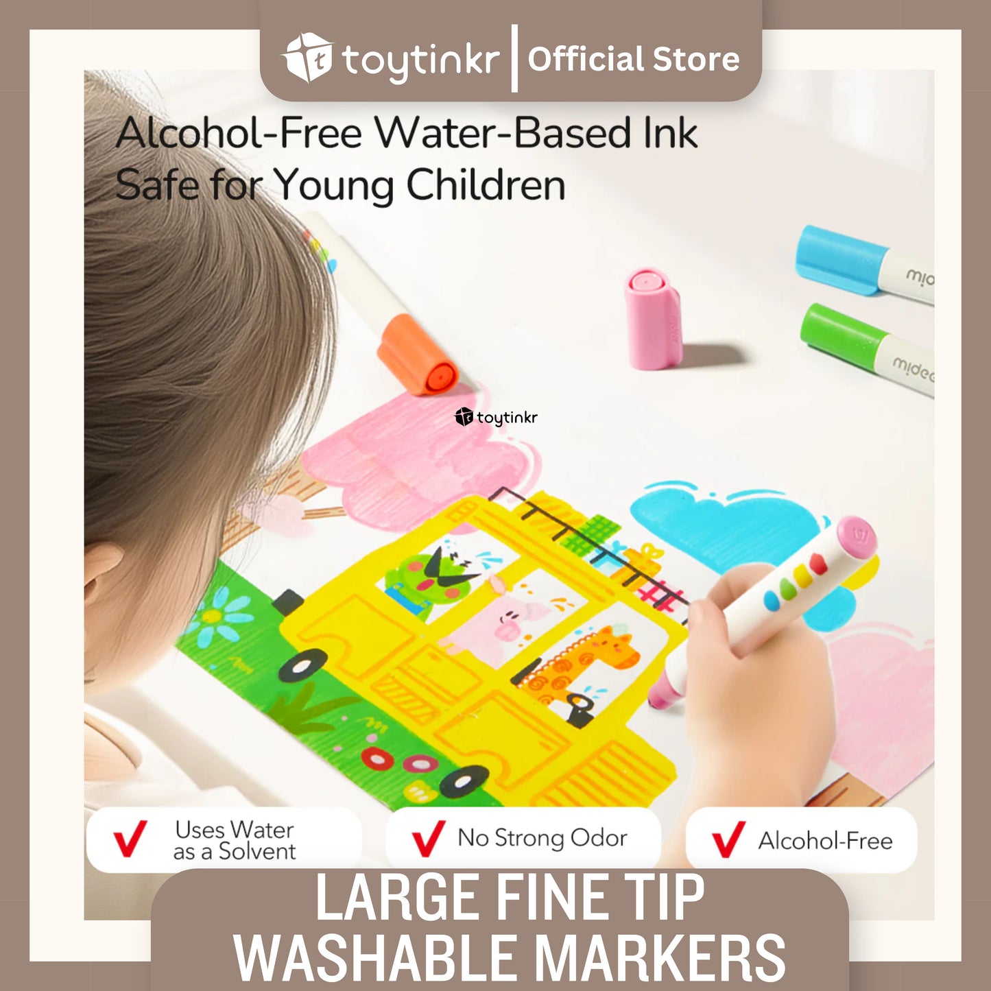Mideer Large Fine Tip Washable Markers by Toytinkr