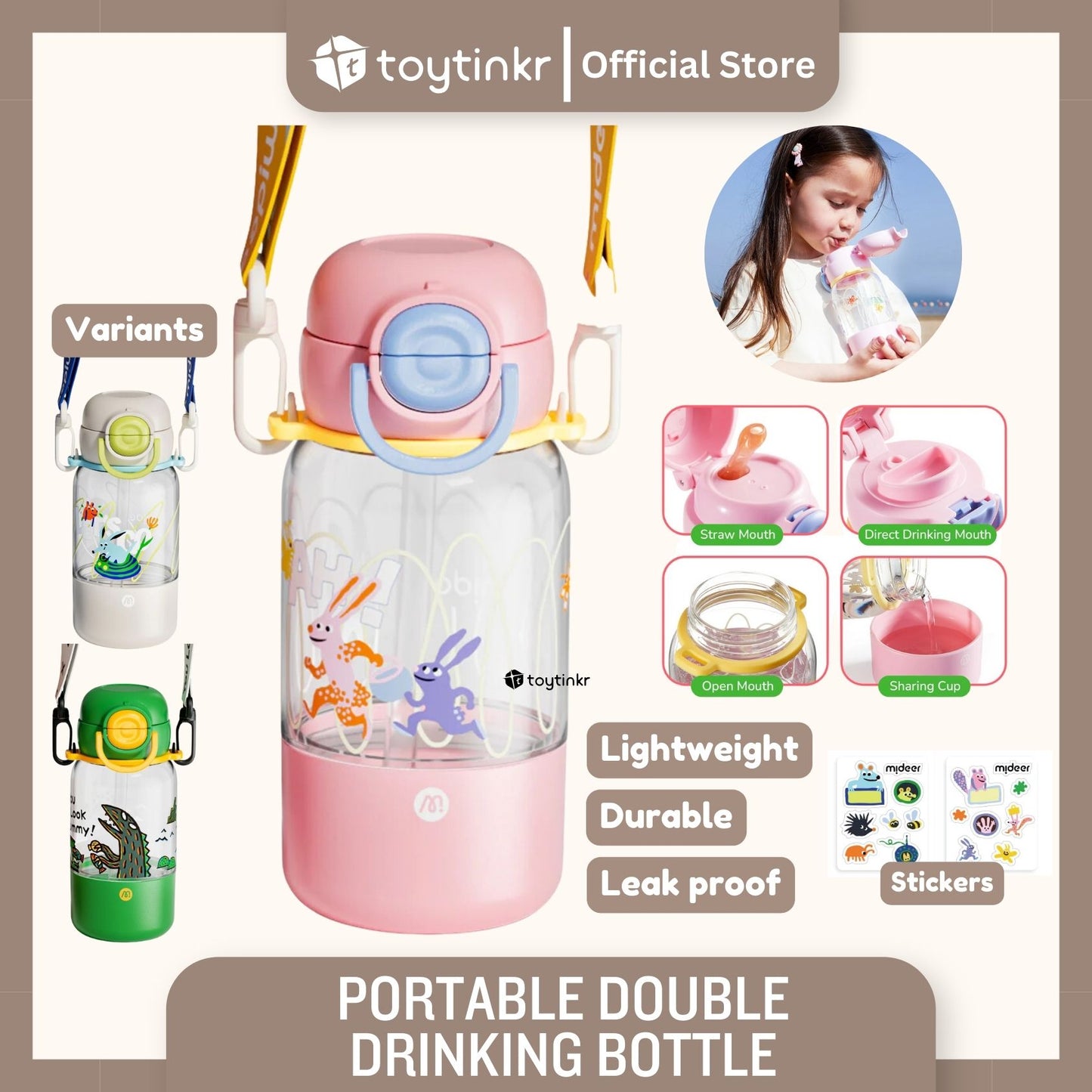 Mideer Portable Double Drinking Bottle by Toytinkr