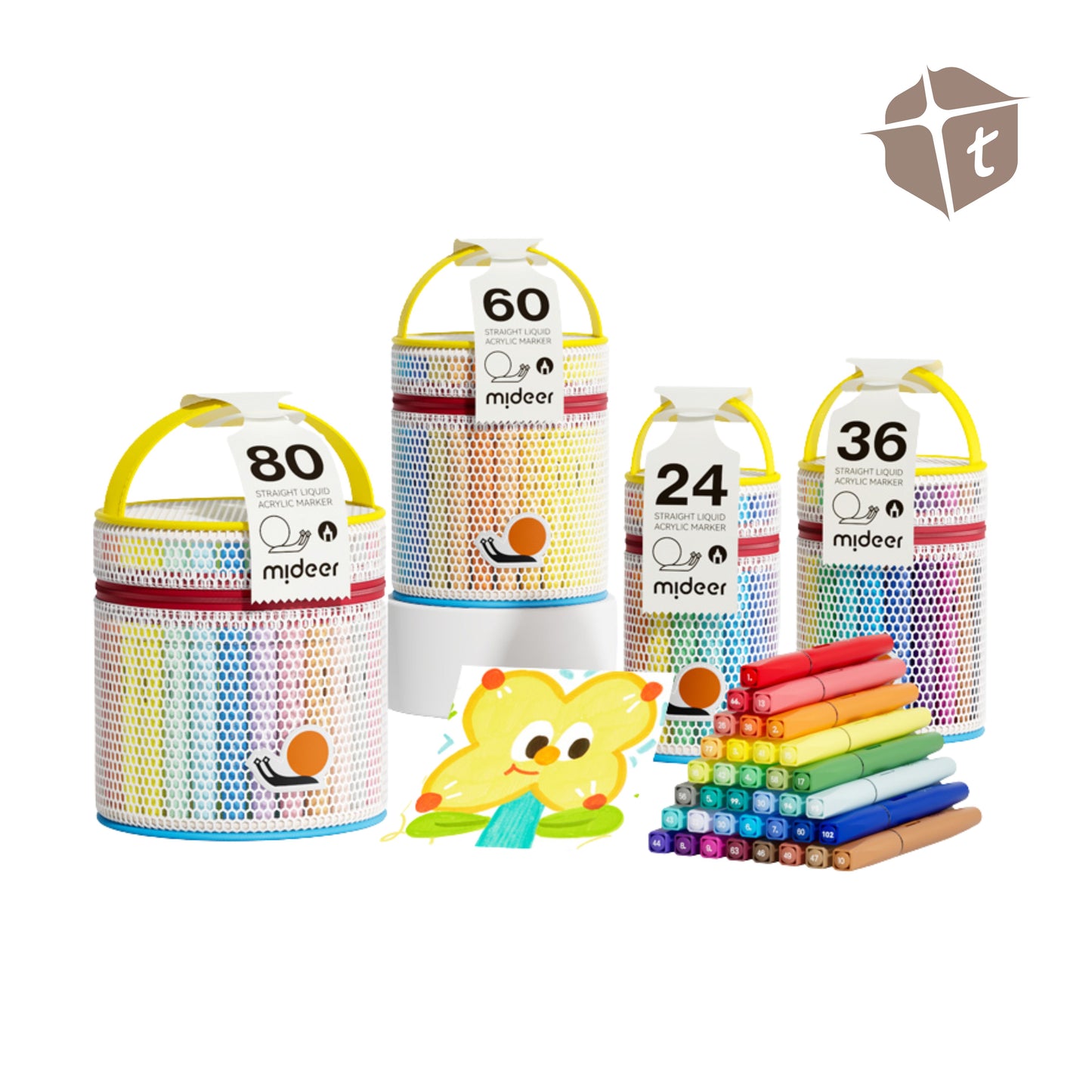 Mideer Straight Liquid Acrylic Markers w/ Bag - 24 Colors by Toytinkr
