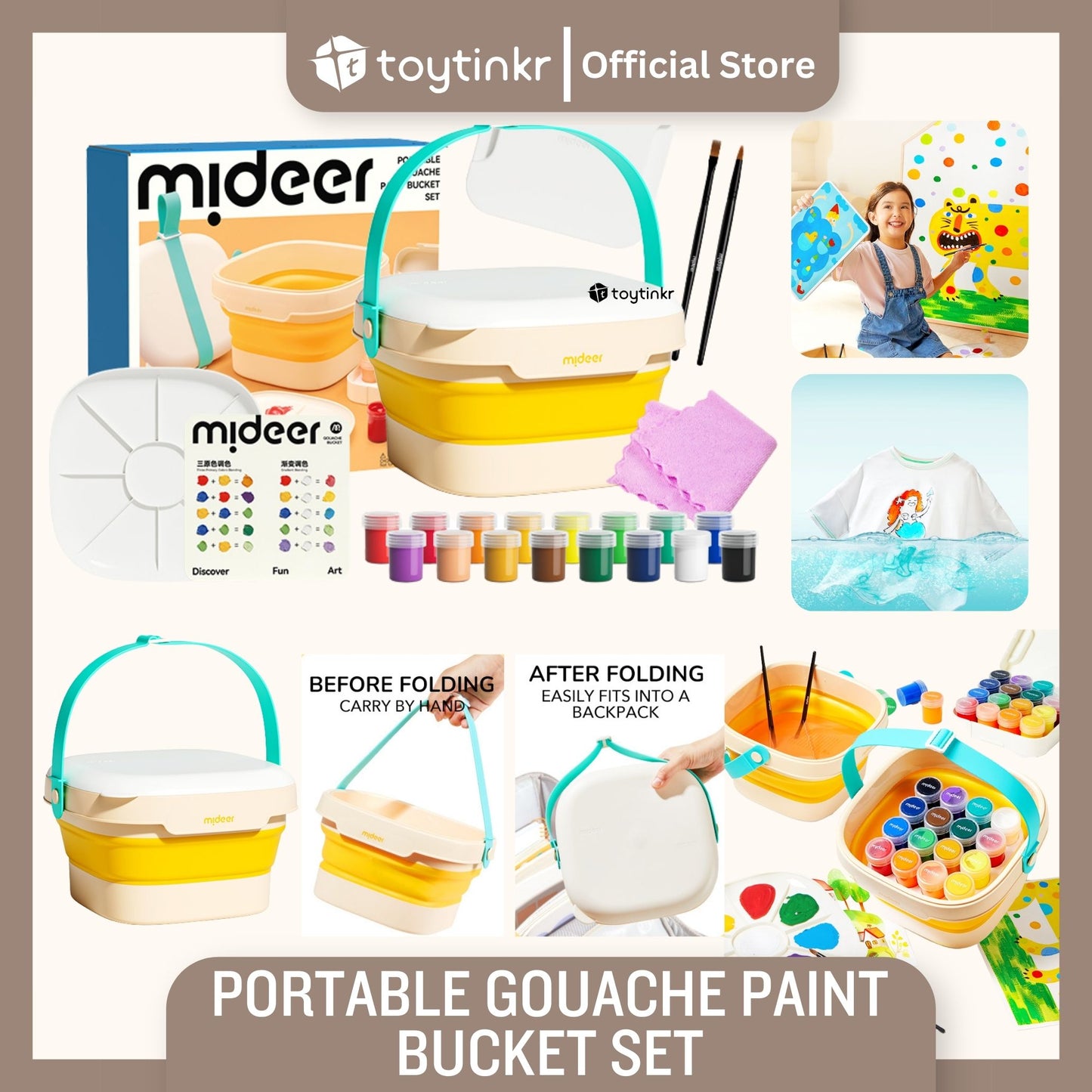 Mideer Portable Gouache Paint Bucket Set by Toytinkr
