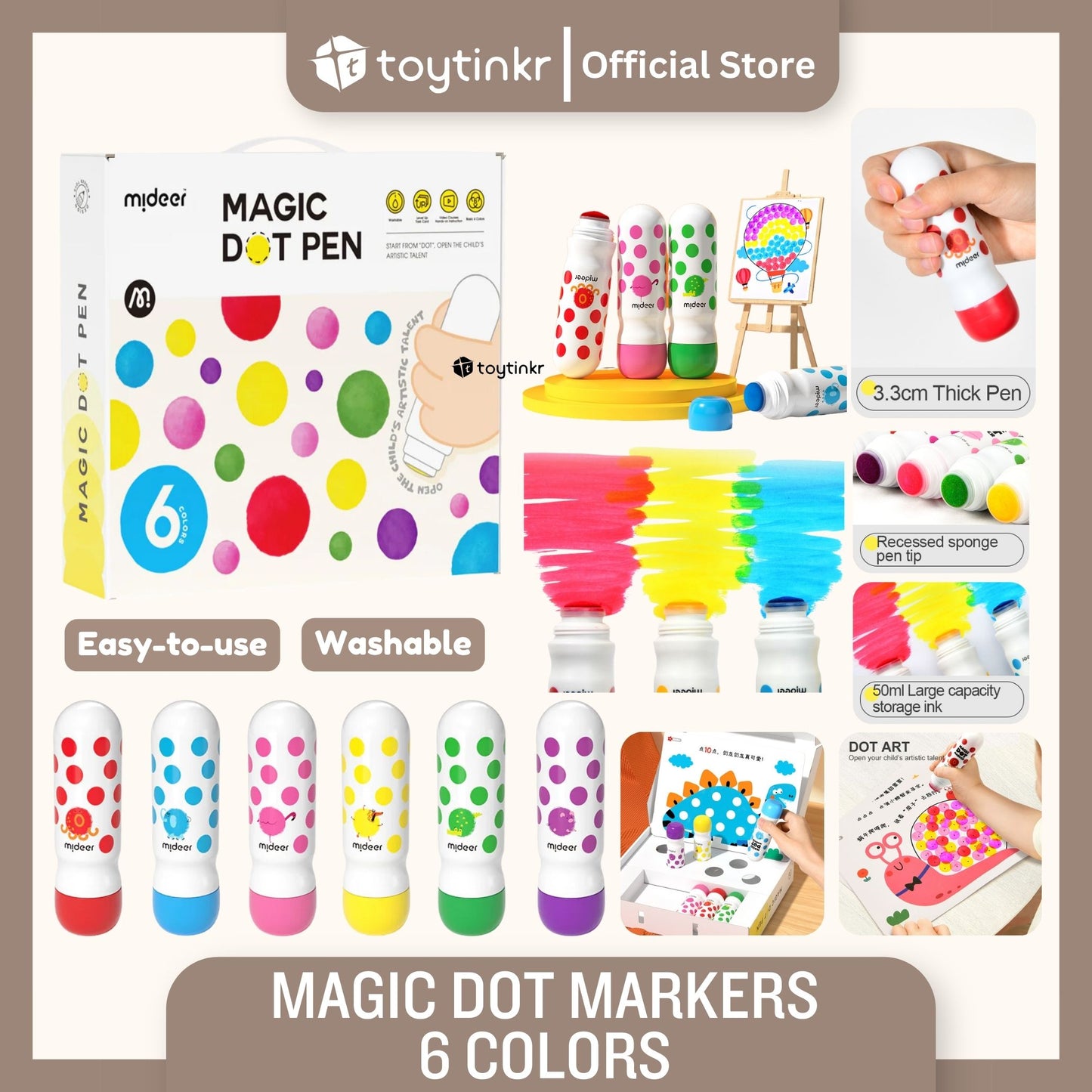 Mideer Magic Dot Markers 6 Colors by Toytinkr